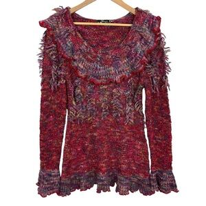 Chic Ruffled Knit Sweater in Multicolor